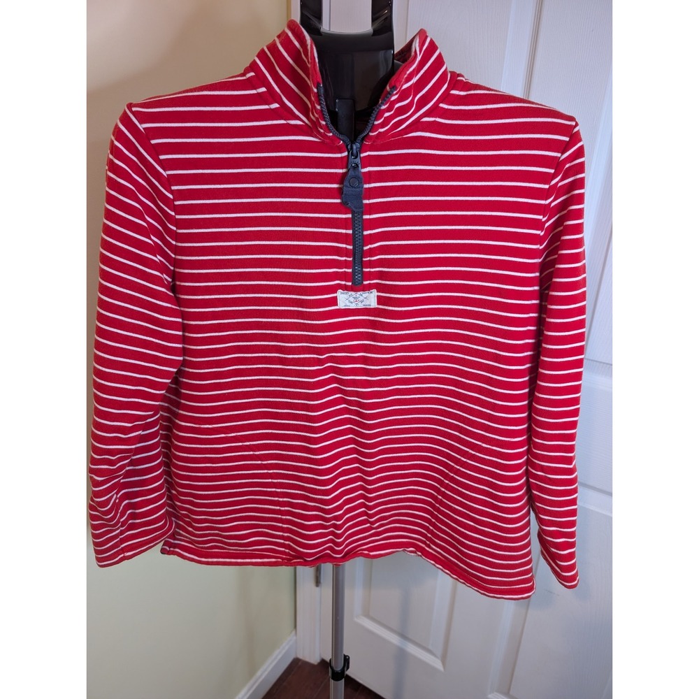 Joules Pip Quarter Zip Pullover Women 10 Red White Striped Nautical Sweatshirt